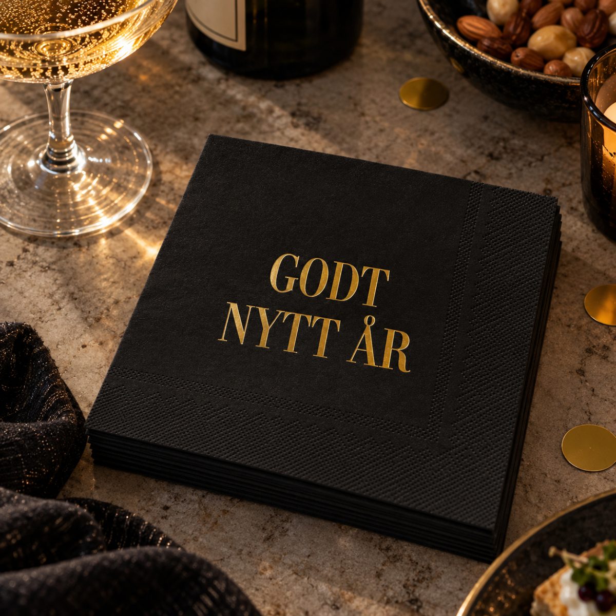 Servietter Sort – Godt Nytt År